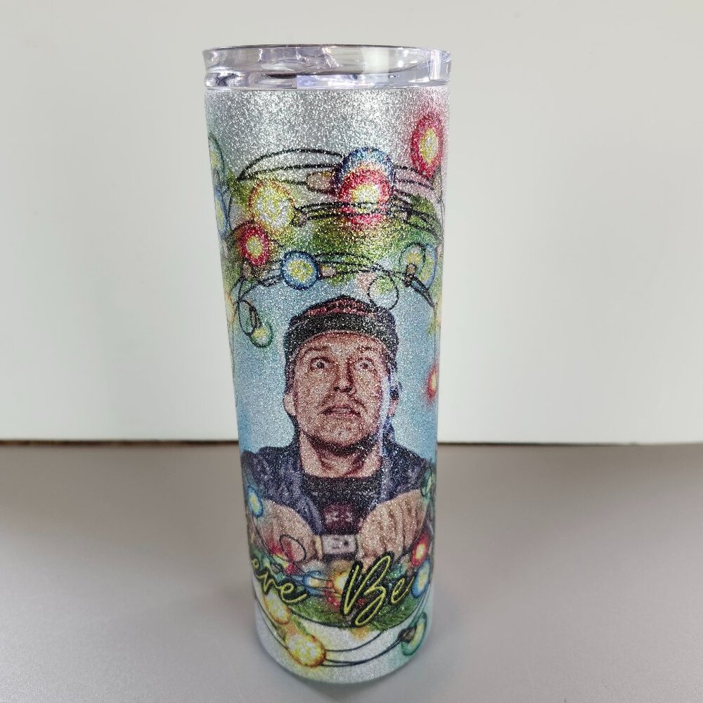 HOGG Christmas Vacation Chevy Chase Glitter Skinny Tumbler